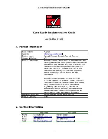 Keon Ready Implementation Guide - RSA