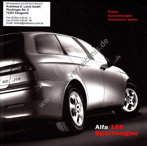 Preisliste Alfa Romeo 156 Sportwagon, 9/2002 - mobilverzeichnis.de