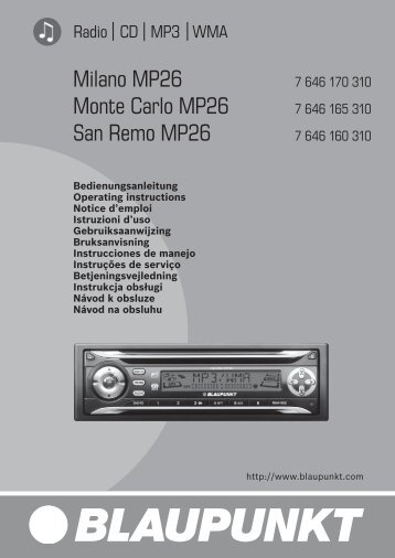 Milano MP26 Monte Carlo MP26 San Remo MP26 - Blaupunkt