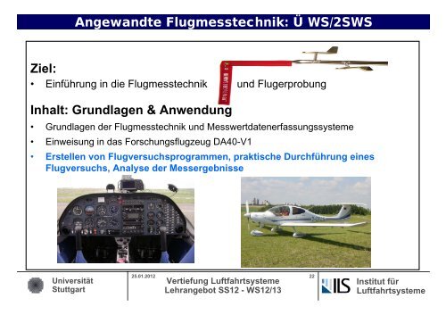 Universität Stuttgart Vertiefung Luftfahrtsysteme Lehrangebot SS12