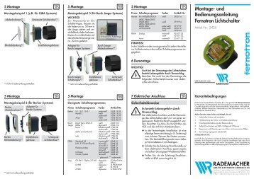 und Bedienungsanleitung Fernotron Lichtschalter - Rademacher