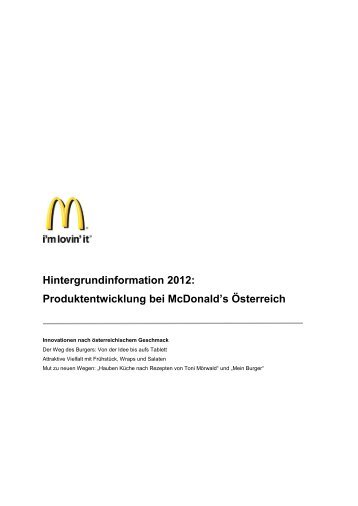 Produktentwicklung bei McDonald's Österreich - McDonalds