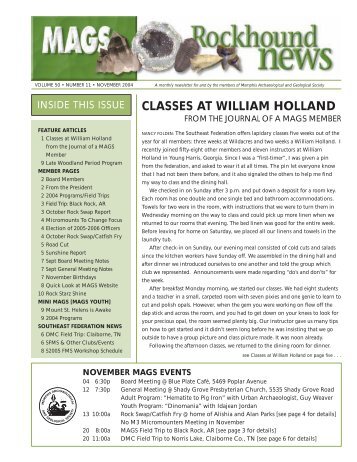 classes at william holland - Memphis Archaeological and Geological ...