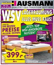 „JETZT: TOP WSV-ANGEBOTE NUTZEN“ WSV - Möbel Hausmann