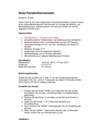Solar-Fensterthermometer - ELV
