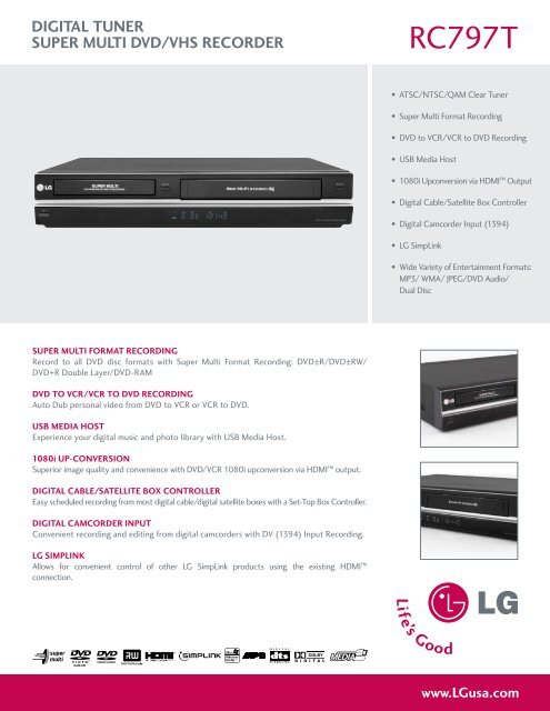 digital tuner super multi dvd/vhs recorder - LG Electronics