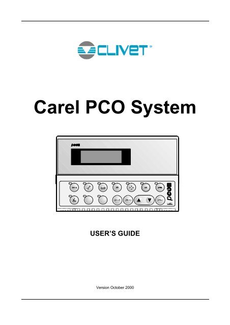 Carel PCO System USER'S GUIDE