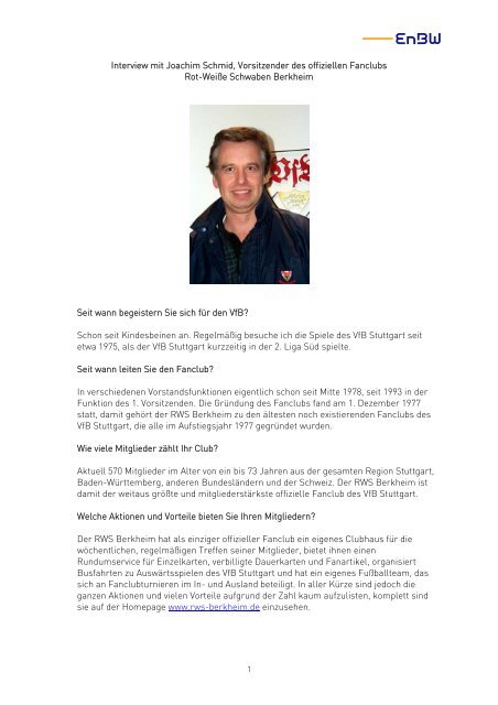 Interview mit Joachim Schmid, Vorsitzender des offiziellen ... - EnBW
