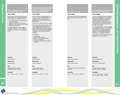 Lernen und lehren - Pädagogische Hochschule Oberösterreich