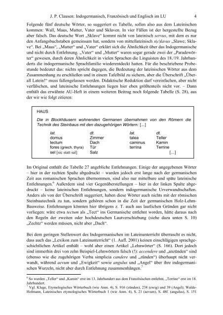 Indogermanisch im Lateinunterricht - Jens Peter Clausen