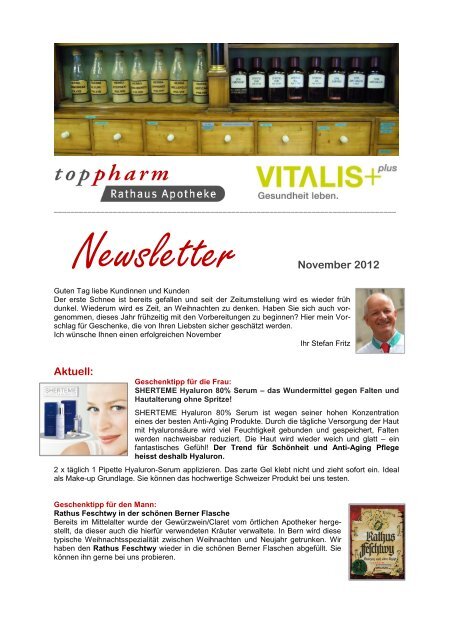 Newsletter November 2012 Aktuell: - TopPharm Rathaus-Apotheke
