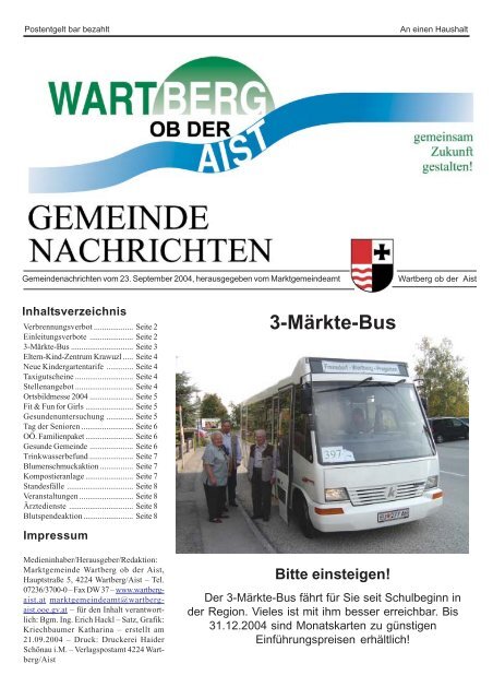 Frauenfrderprogramm der Marktgemeinde Wartberg ob der Aist auswirken, sind unter Bedachtnahme auf die angefhrten Ziele zu treffen. 307 KB - Wartberg ob der Aist