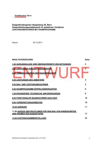 PDF-Datei Leistungsbeschrieb mit Raumprogramm - Stadtbauten Bern