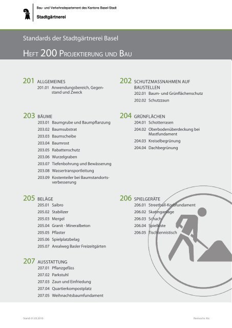 Standard-Heft 200 gesamt - Stadtgärtnerei - Basel-Stadt