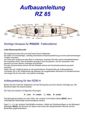 Aufbauanleitung RZ 85 - Poucher Boote GmbH