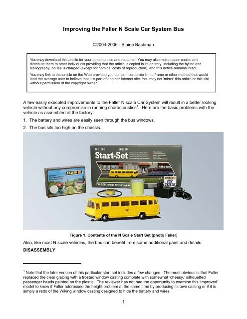 Improving the Faller N Scale Car System Bus