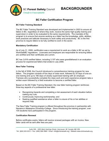 BC Faller Certification Program - BC Forest Safety Council