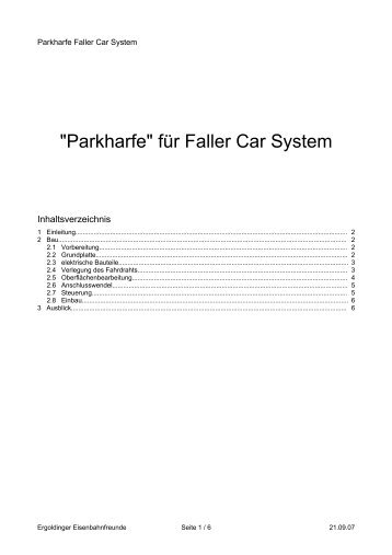 "Parkharfe" für Faller Car System - Ergoldinger Eisenbahnfreunde eV