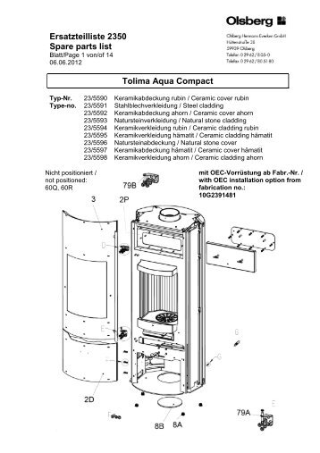 Ersatzteilliste 2350 Spare parts list Tolima Aqua Compact - Olsberg