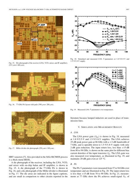 A Low-Voltage SiGe BiCMOS 77-GHz Automotive Radar Chipset