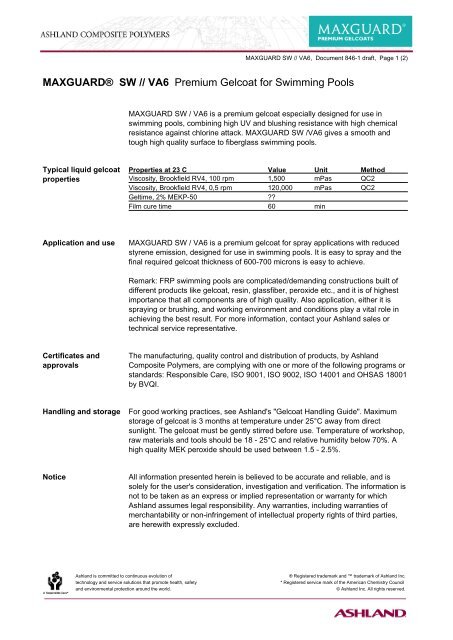 Ashland, Technical Data Sheet - gfk-schwimmbecken.com