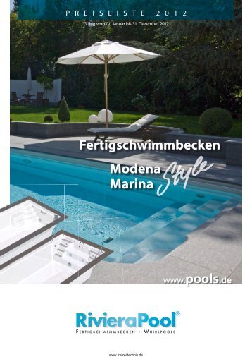 Preisliste von Modena und Marina Style von Riviera Pool