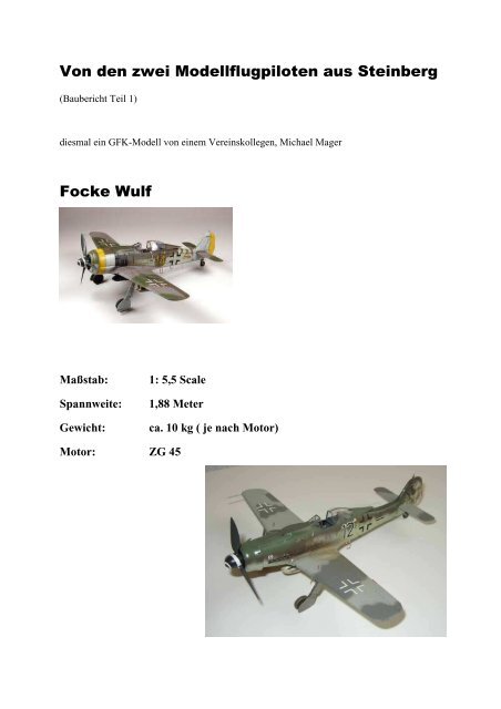 Baubericht GFK-Modell Focke Wulf Teil 1