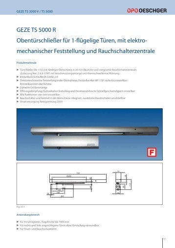 GEZE TS 5000 R Obentürschließer für 1-flügelige Türen, mit elektro ...