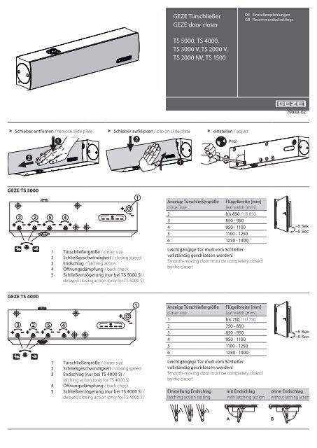 Geze Turschliesser Geze Door Closer Ts 5000 Ts 4000 Ts 3000 V