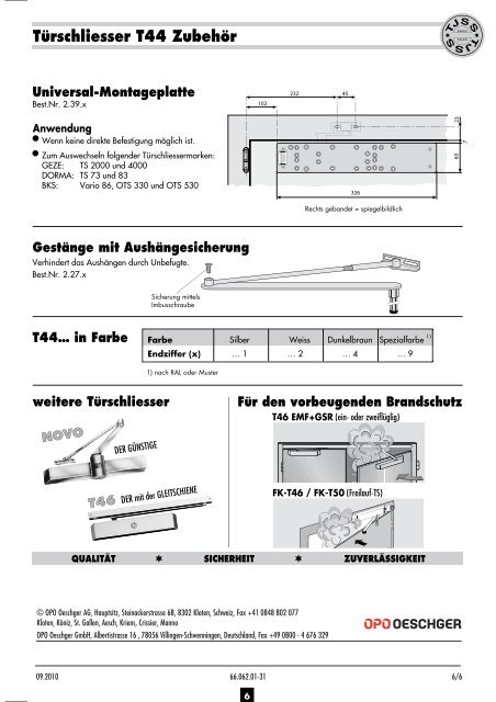 Türschliesser T44 TJSS - OPO Oeschger AG