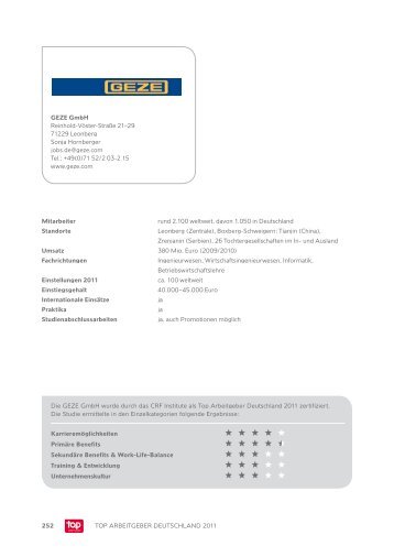 GEZE GmbH Reinhold-Vöster-Straße 21–29 - Top Arbeitgeber