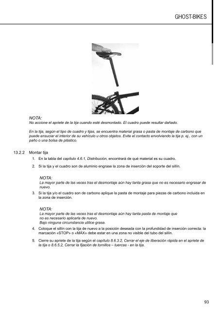 Manual de instrucciones - Ghost Bikes
