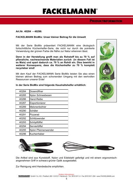 Pressemappe : Ambiente 2011 - Fackelmann