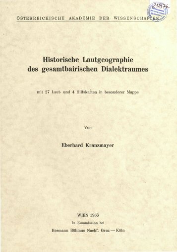 Historische Lautgeographie des gesamtbairischen Dialektraumes