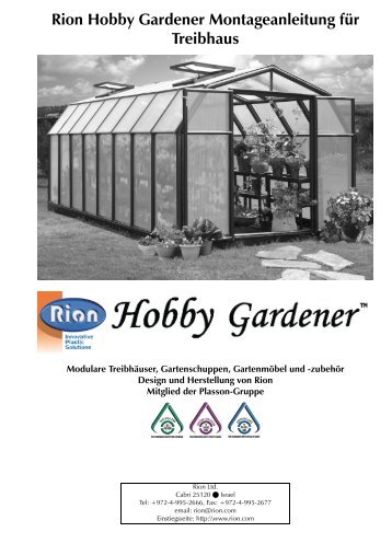 Rion Hobby Gardener Montageanleitung für Treibhaus