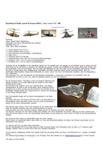 Bauanleitung für Rümpfe, passend für Graupner Bell47G – Lama ...