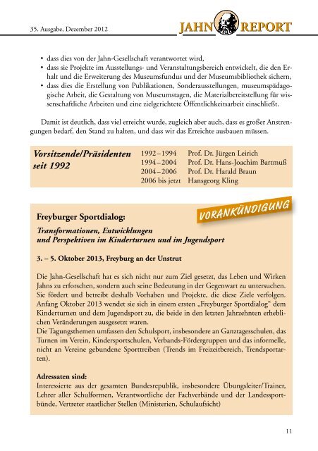 jahn report jahn report - Friedrich-Ludwig-Jahn-Gesellschaft