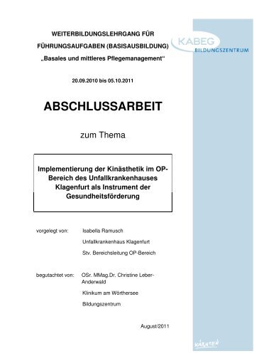 Implementierung der Kinästhetik im OP - Kabeg