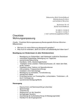 Checkliste Wohnungsanpassung - Diakonisches Werk ...