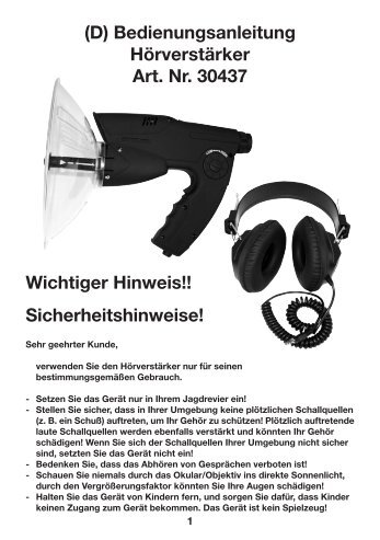 (D) Bedienungsanleitung Hörverstärker Art. Nr. 30437 ... - ChiliTec