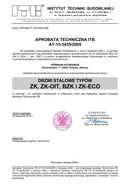 aprobata techniczna itb at-15-3435/2005 - Grupa PSB