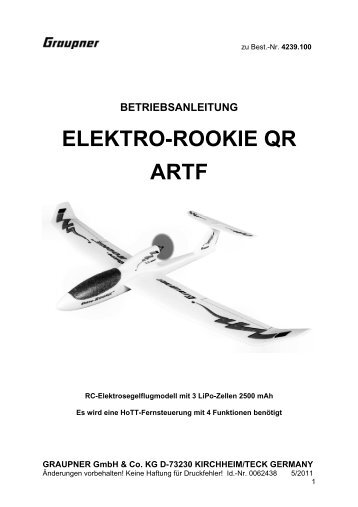 betriebsanleitung elektro-rookie qr artf - CMC-Versand