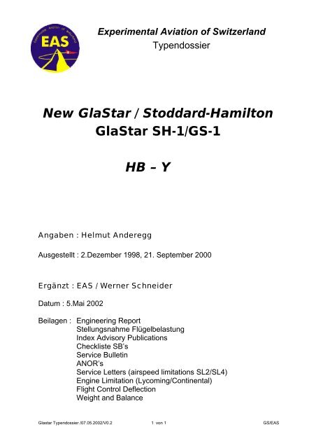 New GlaStar / Stoddard-Hamilton GlaStar SH-1/GS-1 ... - Glastar.ch
