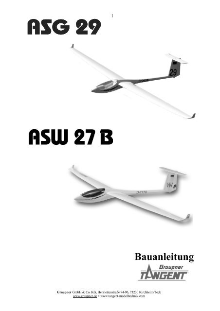 Bauanleitung ASG 29 ASW 27B Graupner - TANGENT - Modelltechnik