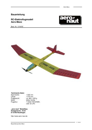 Bauanleitung RC-Elektroflugmodell Aero-Maxx - Aero-naut