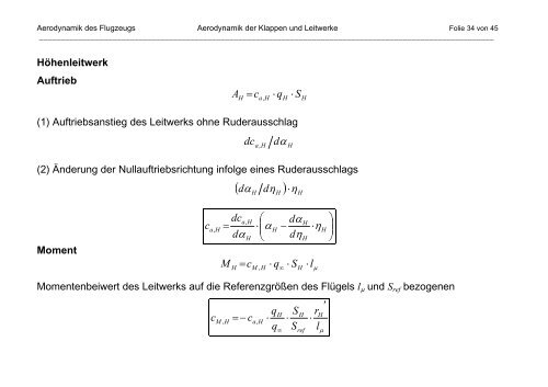 Aerodynamik der Klappen und Leitwerke