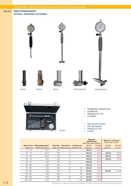 PRÄZISIONS-MESSZEUGE MEASURING INSTRUMENTS - Gimex