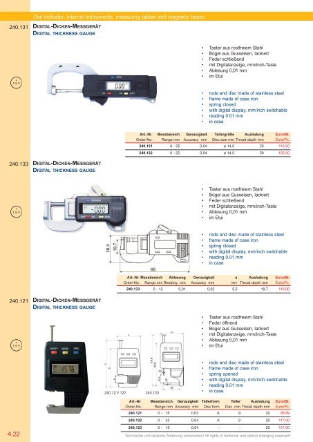 PRÄZISIONS-MESSZEUGE MEASURING INSTRUMENTS - Gimex