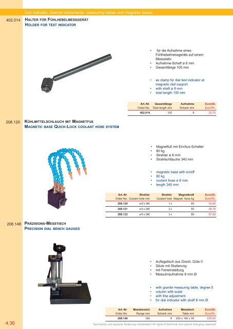 PRÄZISIONS-MESSZEUGE MEASURING INSTRUMENTS - Gimex