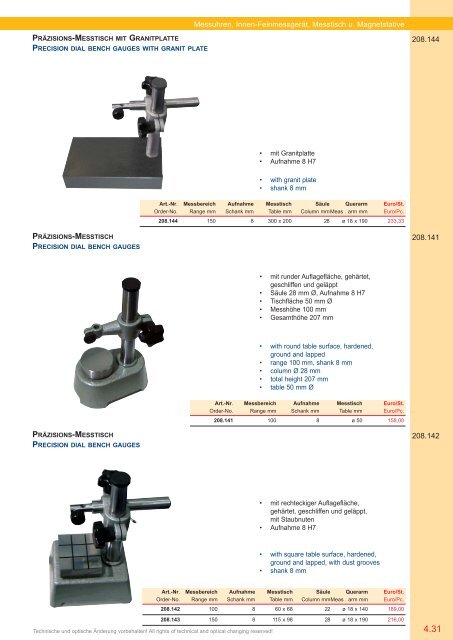 PRÄZISIONS-MESSZEUGE MEASURING INSTRUMENTS - Gimex